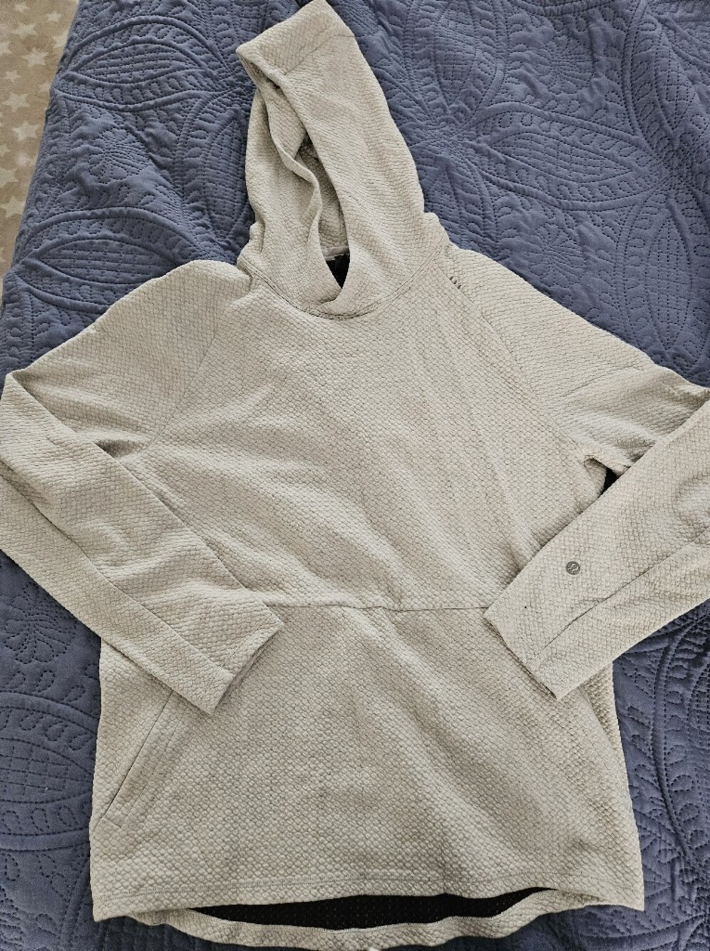 Lululemon Men's At Ease Hoodie Textured Double Knit Pullover Oatmeal Neutral M